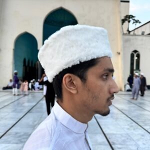 white wool Jinnah prayer cap front view